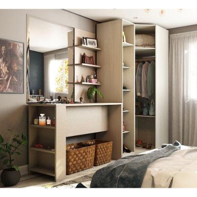 Guarda Roupa Prateleiras E Bancada Com Painel Crema Com Connect