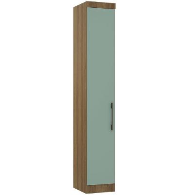 Guarda Roupa Modulado 38cm 1 Porta Paris Luciane Móveis Avelã Pf Com Verde Pf