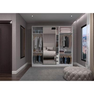 Guarda Roupa Closet, 3 Gavetas, 4 Cabideiros Branco Branco
