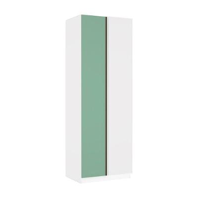 Guarda Roupa Canto 1 Porta 80cm Branco Com Verde Jade