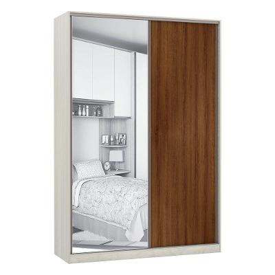 Guarda-roupa 2 Portas De Correr 160Cm Crema Nogueira Dourado