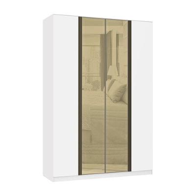 Guarda Roupa 4 Portas 159,2 Cm Bronze Branco Com Branco Mat