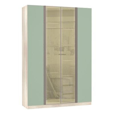 Guarda-roupa Solteiro 4 Portas Legno Crema Com Verde Jade
