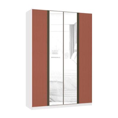 Guarda Roupa 4 Portas 159,2 Cm Com Espelho Branco Com Gaia