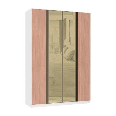 Guarda Roupa 4 Portas 159,2 Cm Bronze Branco Ff Com Cumaru