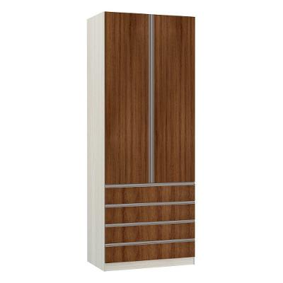 Guarda-roupa 2 Portas 90 Cm Crema Com Nogueira Dourado
