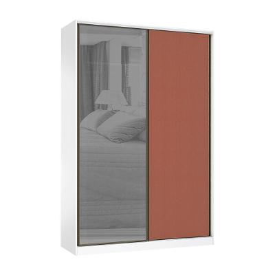 Guarda Roupa 2 Portas De Correr 159cm Prata Branco Com Gaia