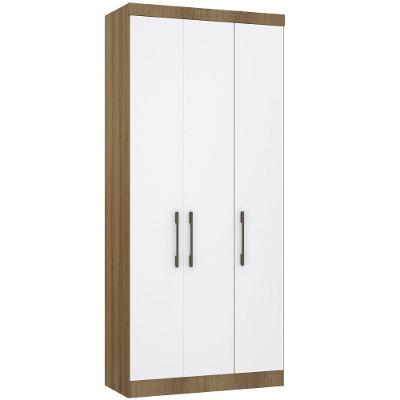 Guarda Roupa Modulado 101,50cm 3 Portas Paris Luciane Móveis Avelã Pf Com Branco Pf