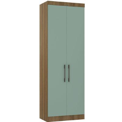 Guarda Roupa Modulado 79cm 2 Portas Paris Luciane Móveis Avelã Pf Com Verde Pf