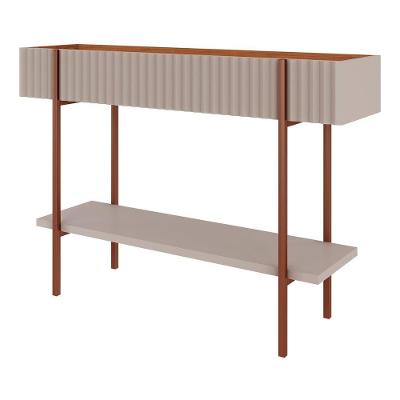 Aparador Sala De Jantar 2 Prateleiras Pés Em Metalon Lira Cimol Off White/nature Lira