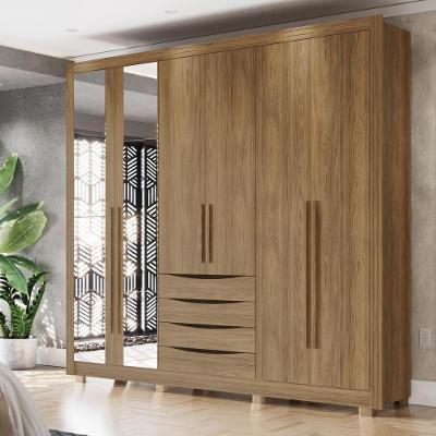 Guarda-Roupa Casal 100% Mdf Kappesberg 8 Espelhos 6 Portas 4 Gavetas Nogueira
