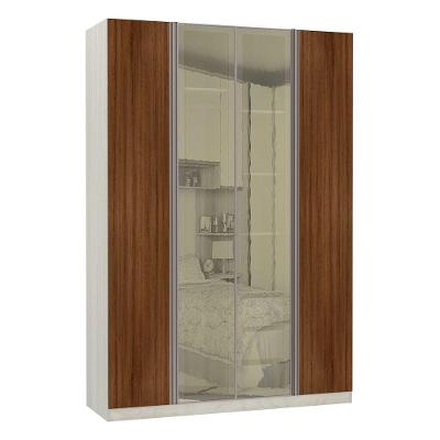 Guarda-roupa 4 Portas Legno Crema Com Nogueira Dourado