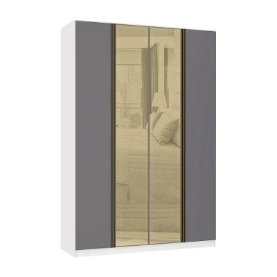 Guarda Roupa 4 Portas 159,2 Cm Bronze Branco Com Cinza Puro