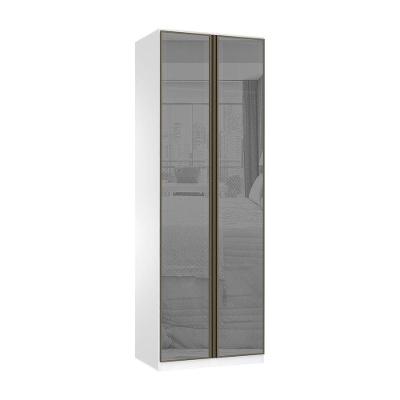 Guarda Roupa 2 Portas 80cm Prime Prata Branco Prata