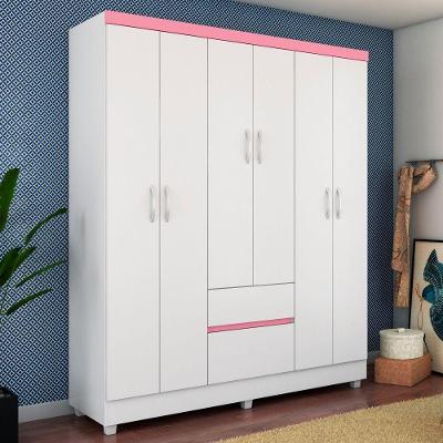 Guarda Roupa Forggia Branco/rosa/branco