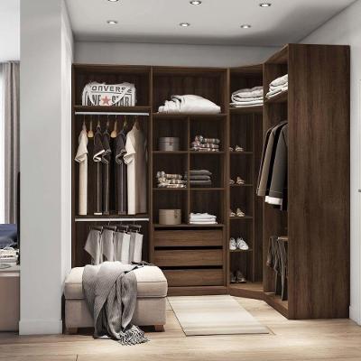 Guarda Roupa Canto 3 Peças, 3 Gavetas, 5 Cabideiros Dourado