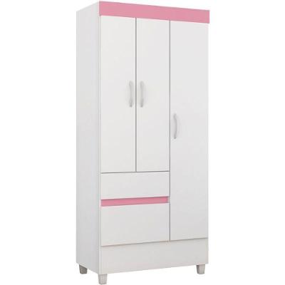 Guarda Roupa 3 Portas Wind Branco Rosa