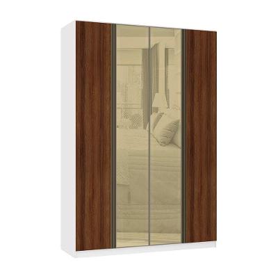 Guarda Roupa 4 Portas 159,2 Cm Branco Com Nogueira Dourado