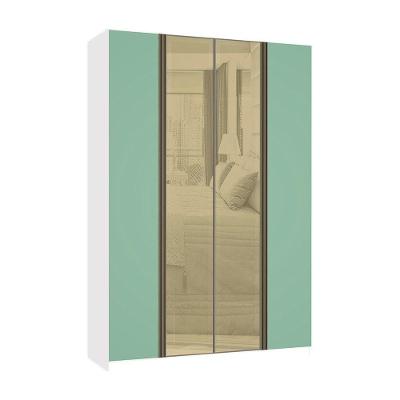 Guarda Roupa 4 Portas 159,2 Cm Bronze Branco Com Verde Jade