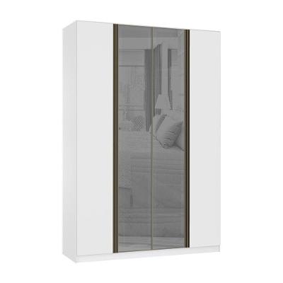 Guarda Roupa 4 Portas 159,2 Cm Prata Branco Com Branco Mat