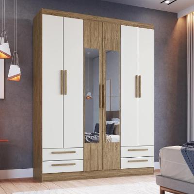 Guarda Roupa Casal c/Espelho 6Pts 4GVTs Rp3640/Branco Off