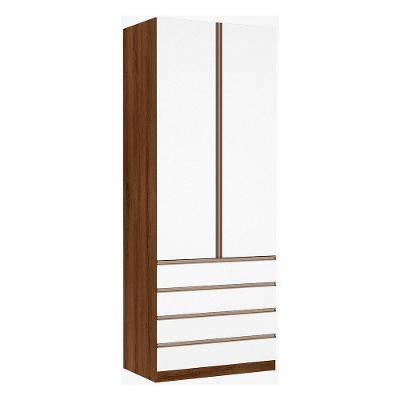 Guarda Roupa 2 Portas 90 Cm Dourado Com Branco Mat