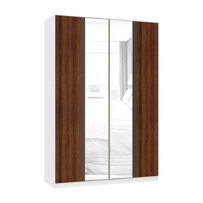 Guarda Roupa 4 Portas 159,2 Cm Branco Com Nogueira Dourado