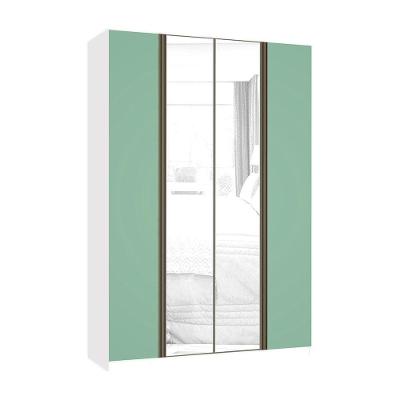 Guarda Roupa 4 Portas 159,2 Cm Branco Com Verde Jade