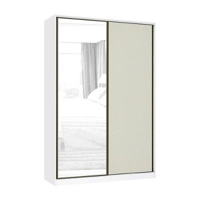 Guarda Roupa 2 Portas De Correr 159cm Branco Com Kashmir