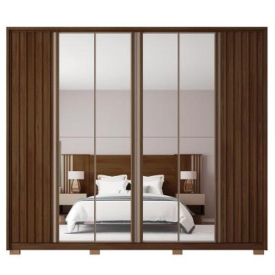 Guarda Roupa Casal 6 Portas 4 Espelhos Marrom Apollo