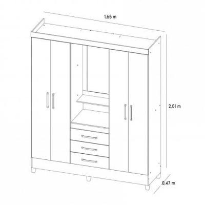 Guarda Roupa 4 Portas Capelinha Pérsia Branco Rosa