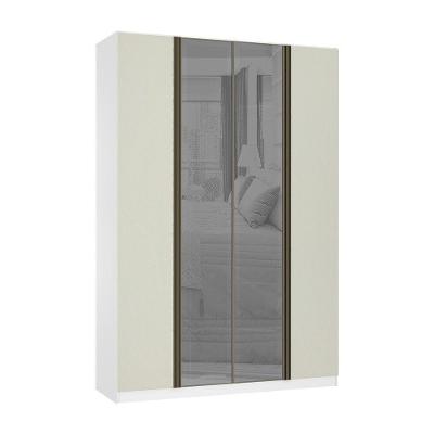 Guarda Roupa 4 Portas 159,2 Cm Prata Branco Ff Com Kashmir