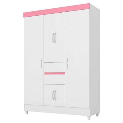 Guarda Roupa 6 Portas Branco Rosa Flex