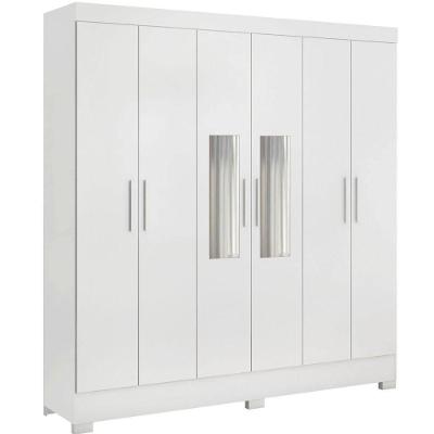 Guarda Roupa 6 Portas com Espelho Prático Elite Branco