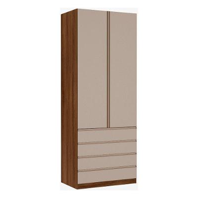 Guarda Roupa 2 Portas 4 Gavetas 90 Cm Dourado Com Connect