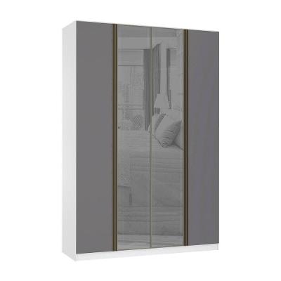 Guarda Roupa 4 Portas 159,2 Cm Prata Branco Com Cinza Puro