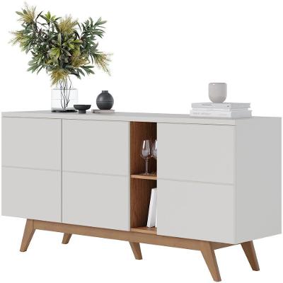 Aparador Buffet Para Sala De Jantar 03 Portas íris C04 Off Matte Freijó - Lyam
