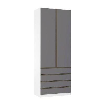 Guarda Roupa 2 Portas 90cm Branco Ff Com Cinza Puro
