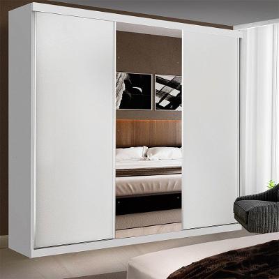 Guarda Roupa Casal 3 Portas De Correr E 3 Espelhos Evidence Minastex Branco