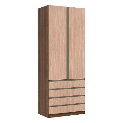 Guarda Roupa 2 Portas 4 Gavetas 90 Cm Dourado Com Cumaru