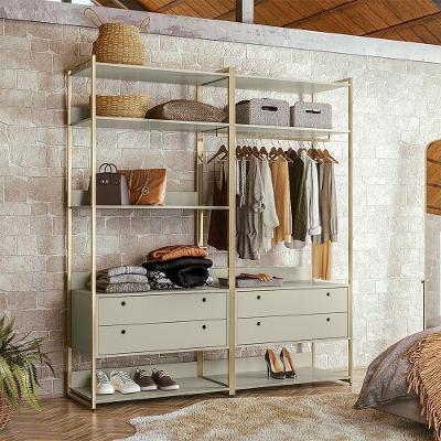 Guarda Roupa Closet Modulado Industrial Quarto Solteiro Olivar Aberto 178cm-Off White- Off White