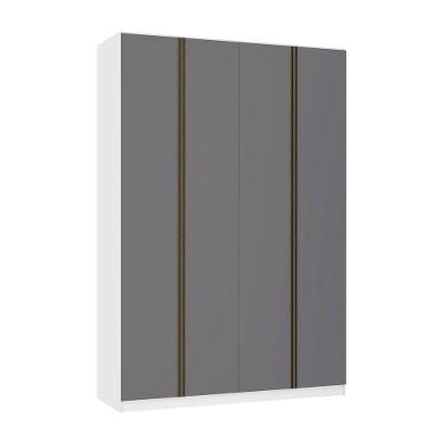 Guarda Roupa 4 Portas 159,2 Cm Branco Ff Com Cinza Puro