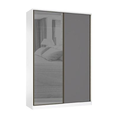 Guarda Roupa 2 Portas 159cm Prata Branco Com Cinza Puro