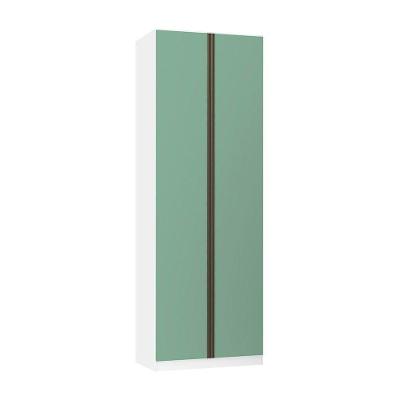 Guarda Roupa 2 Portas 80cm Branco Com Verde Jade