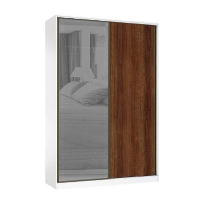 Guarda Roupa 2 Portas 159cm Prata Branco Com Nogueira Dourado