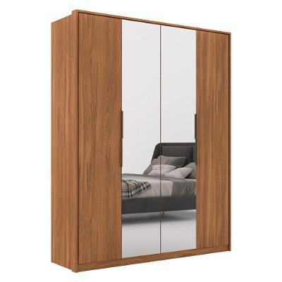 Guarda Roupa Casal Attore 4 Portas 2 Espelhos Amendoa