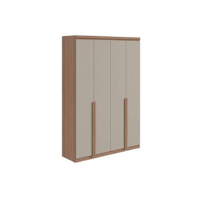 Guarda Roupa Solteiro 4 Portas e 2 Gavetas Alonzo Plus Amêndoa/Branco - Lopas