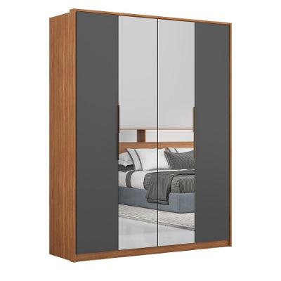 Guarda Roupa Casal Attore 4 Portas 2 Espelhos Amendoa