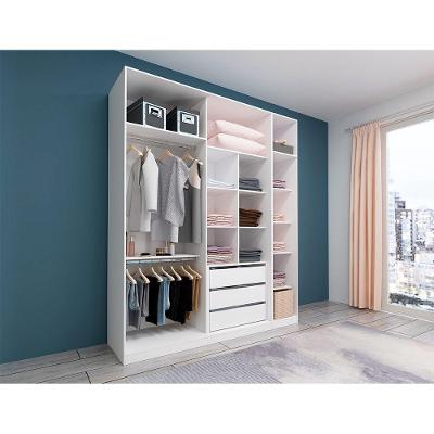 Guarda Roupa 2 Peças, 3 Gavetas, 2 Cabideiros Branco Branco