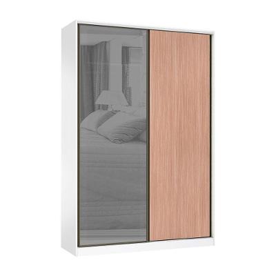 Guarda Roupa 2 Portas 159cm Prata Branco Com Cumaru